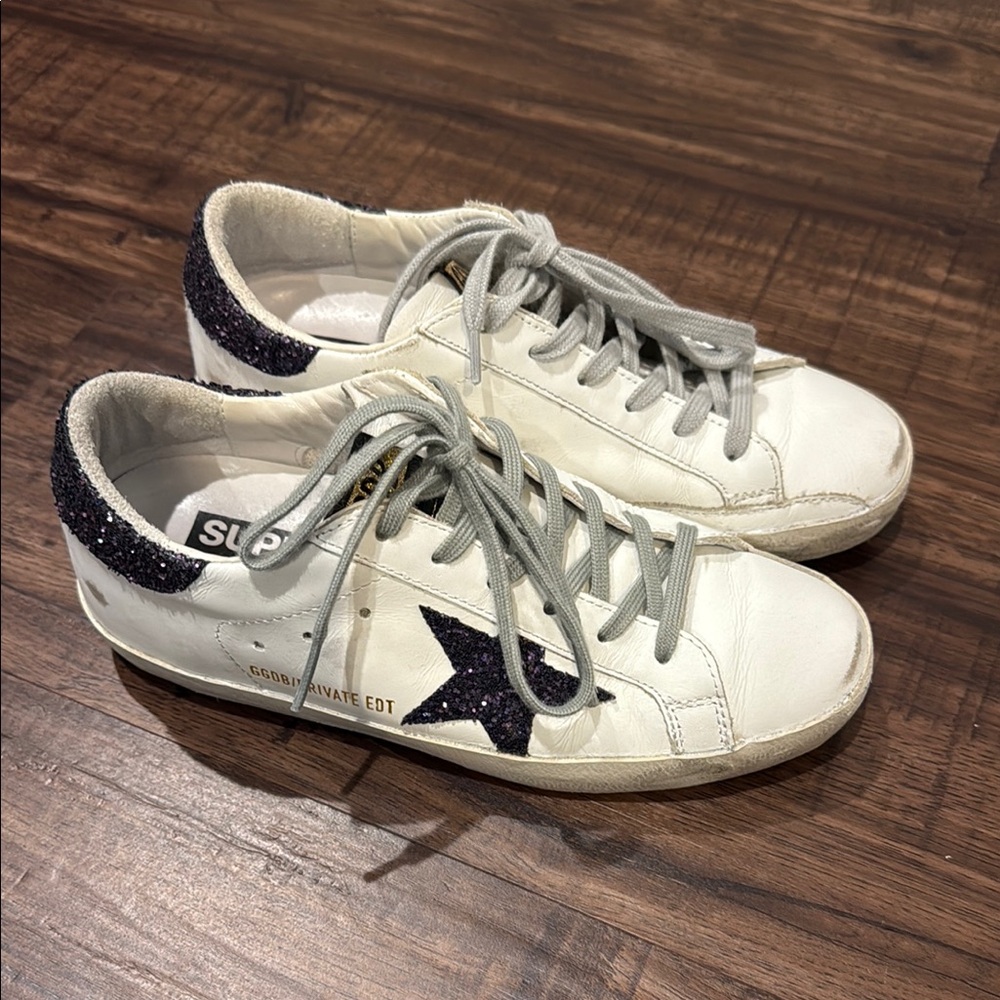 Golden Goose White and Black Sneakers